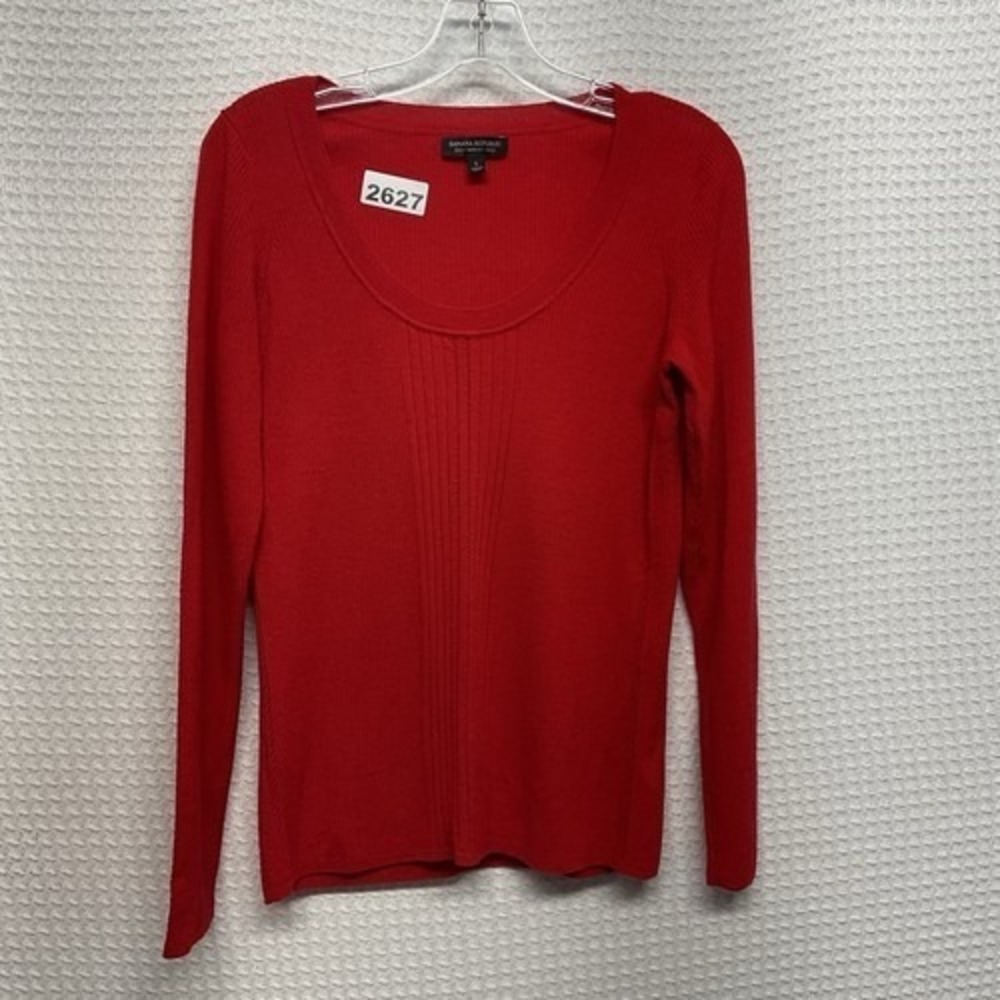 NWOT Banana Republic Bright Red ScoopNeck Sweater Women Large China 100% Wool